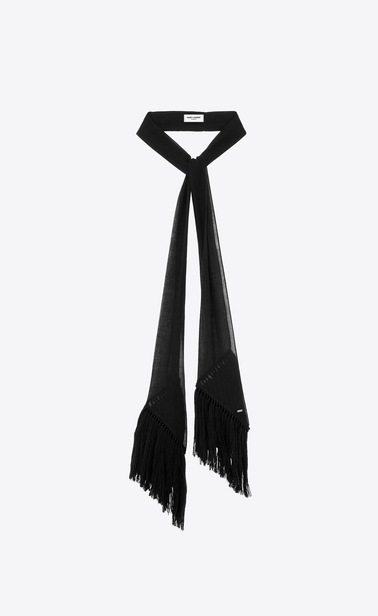 Neck tie in fringed crepe de chine